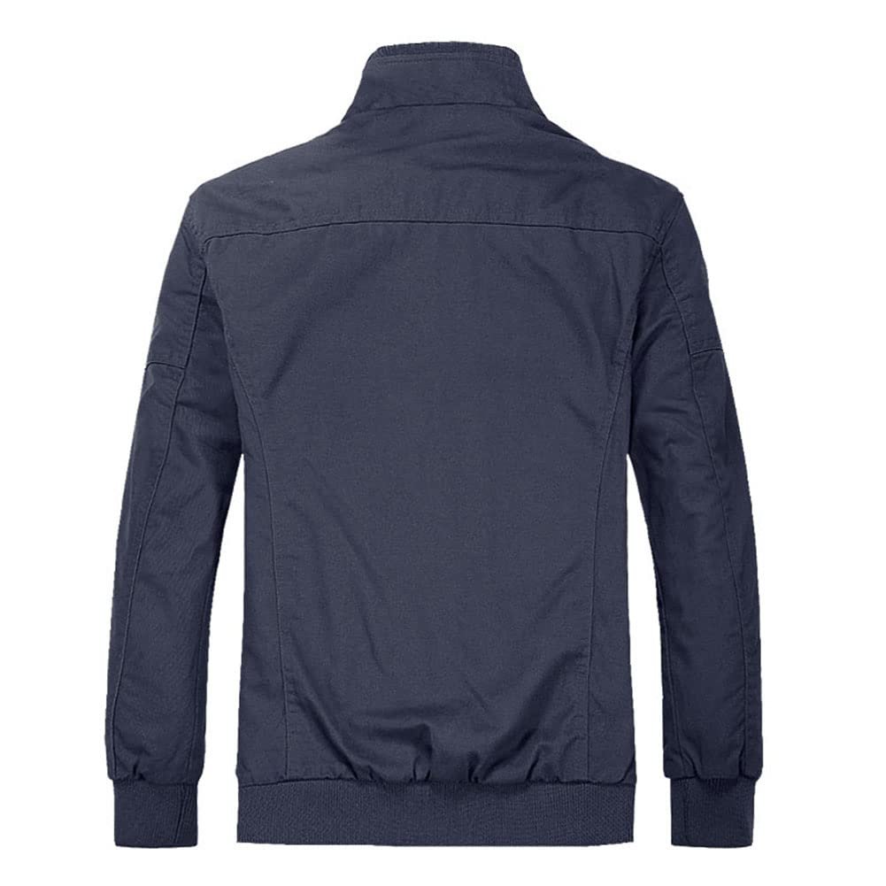 Multi Pocket men's jacket canvas casual zipper autumn coat Vintage outdoor wear solid color bomber jacket