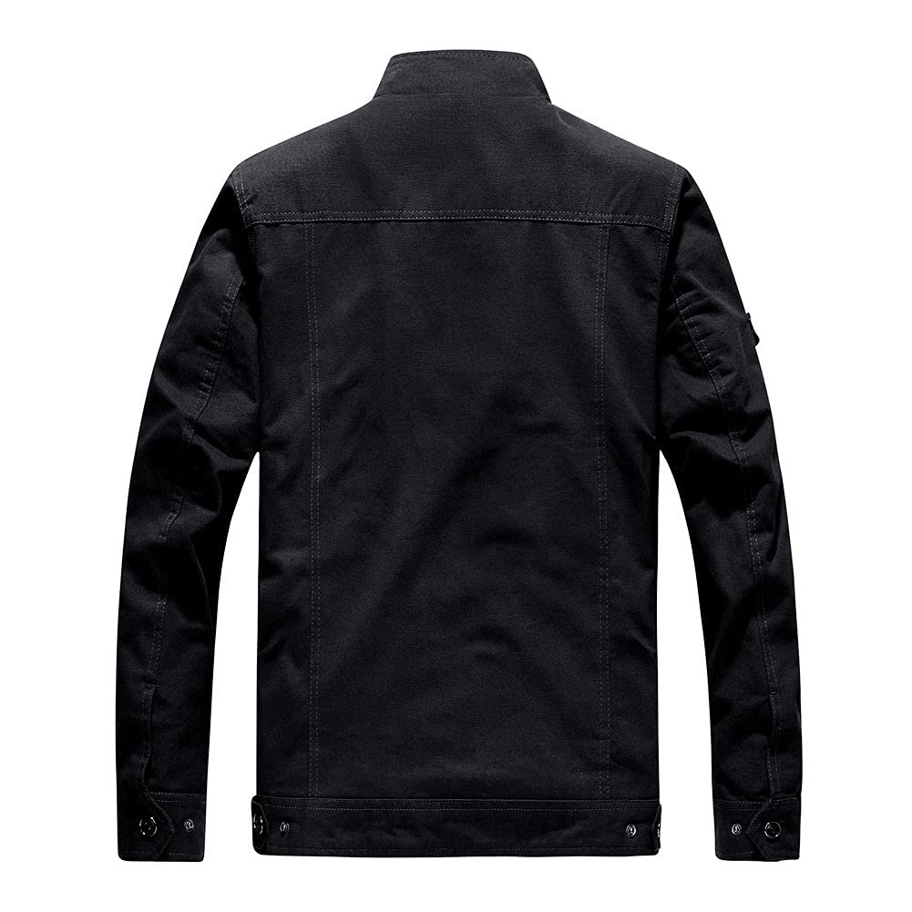 Multi Pocket men's jacket canvas casual zipper autumn coat Vintage outdoor wear solid color bomber jacket