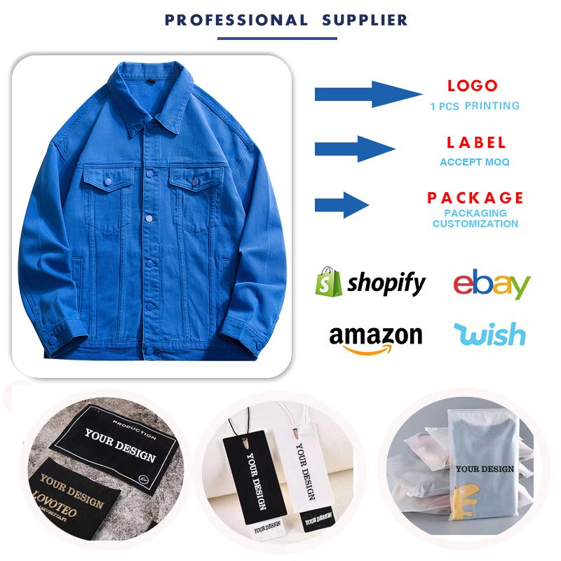 Wholesale Design White Streetwear Jeans Custom Men's Jacket Custom Denim Jackets For Men