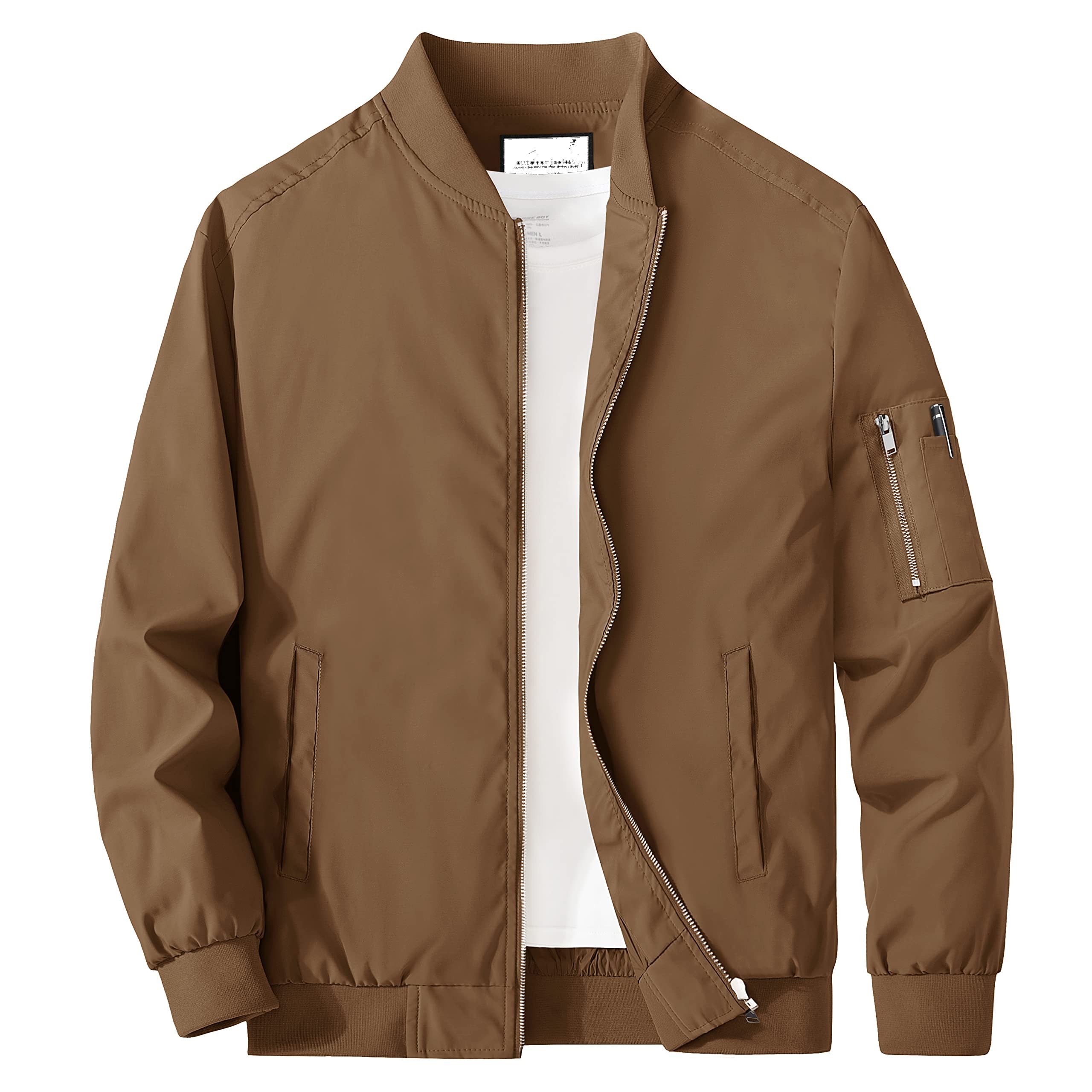 Men's Jacket Lightweight Bomber Jacket Casual Windbreaker Jackets Windproof Zip Up Coats with 5 Pockets