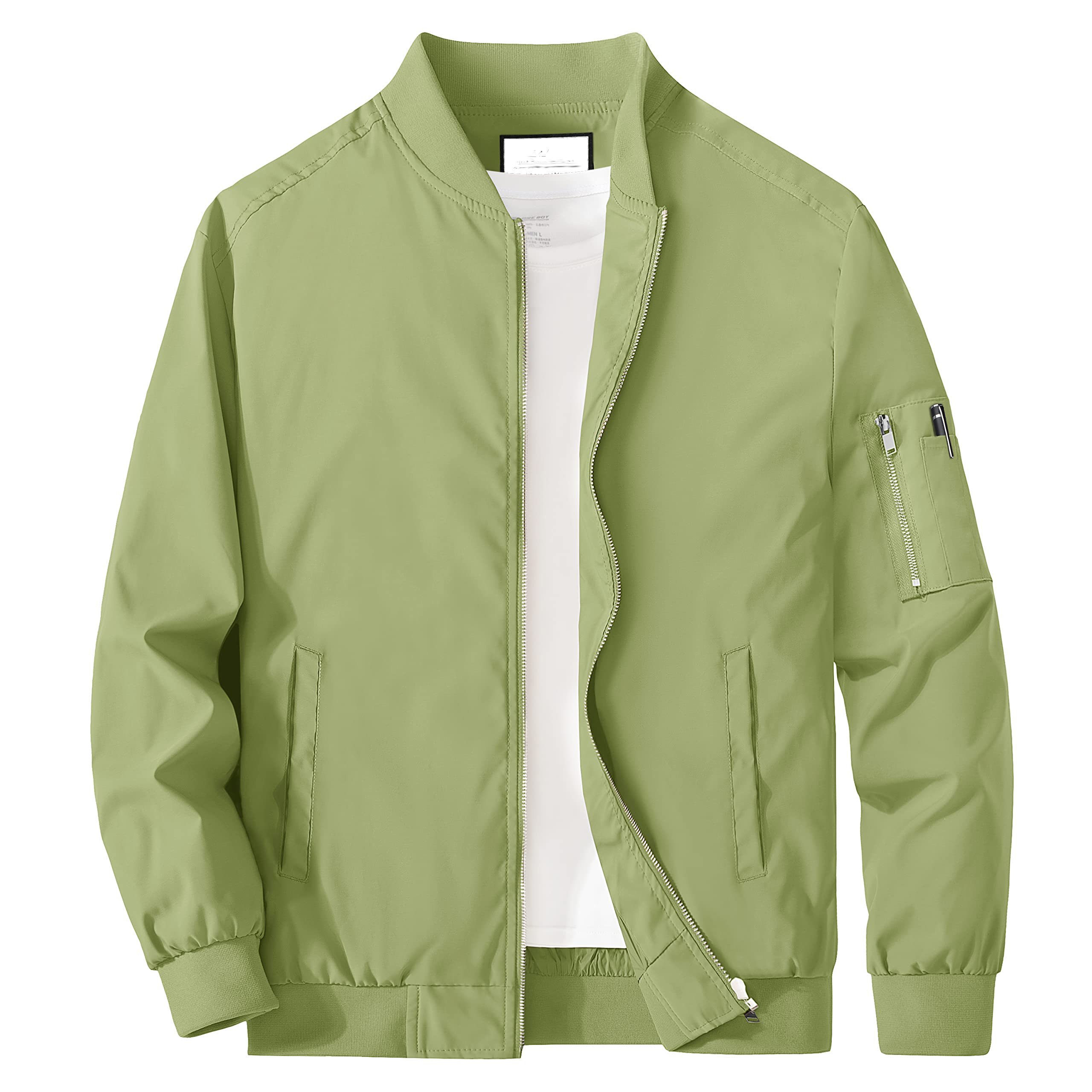 Men's Jacket Lightweight Bomber Jacket Casual Windbreaker Jackets Windproof Zip Up Coats with 5 Pockets