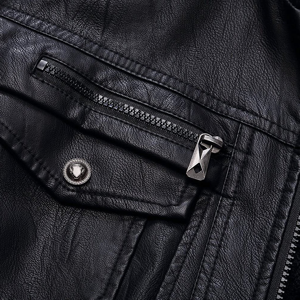 Autumn and Winter Man Solid Color Slim Fit Zipper PU Leather Jacket New Fashion Stand Collar Leather Jackets