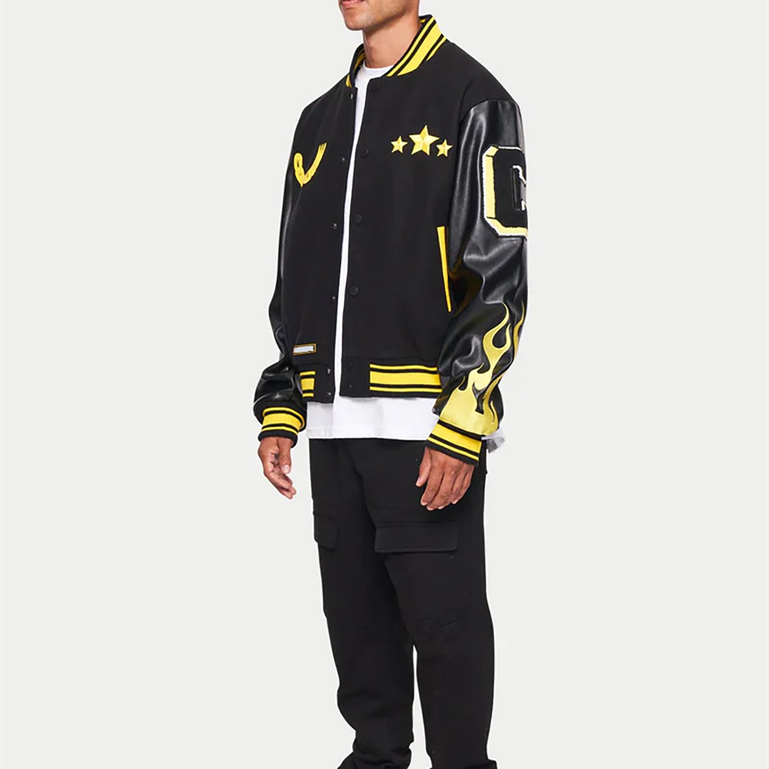 Wholesale Custom Logo Chenille Fashion Embroidery Leather Sleeve Vintage Baseball Coats Letterman Men's Jackets