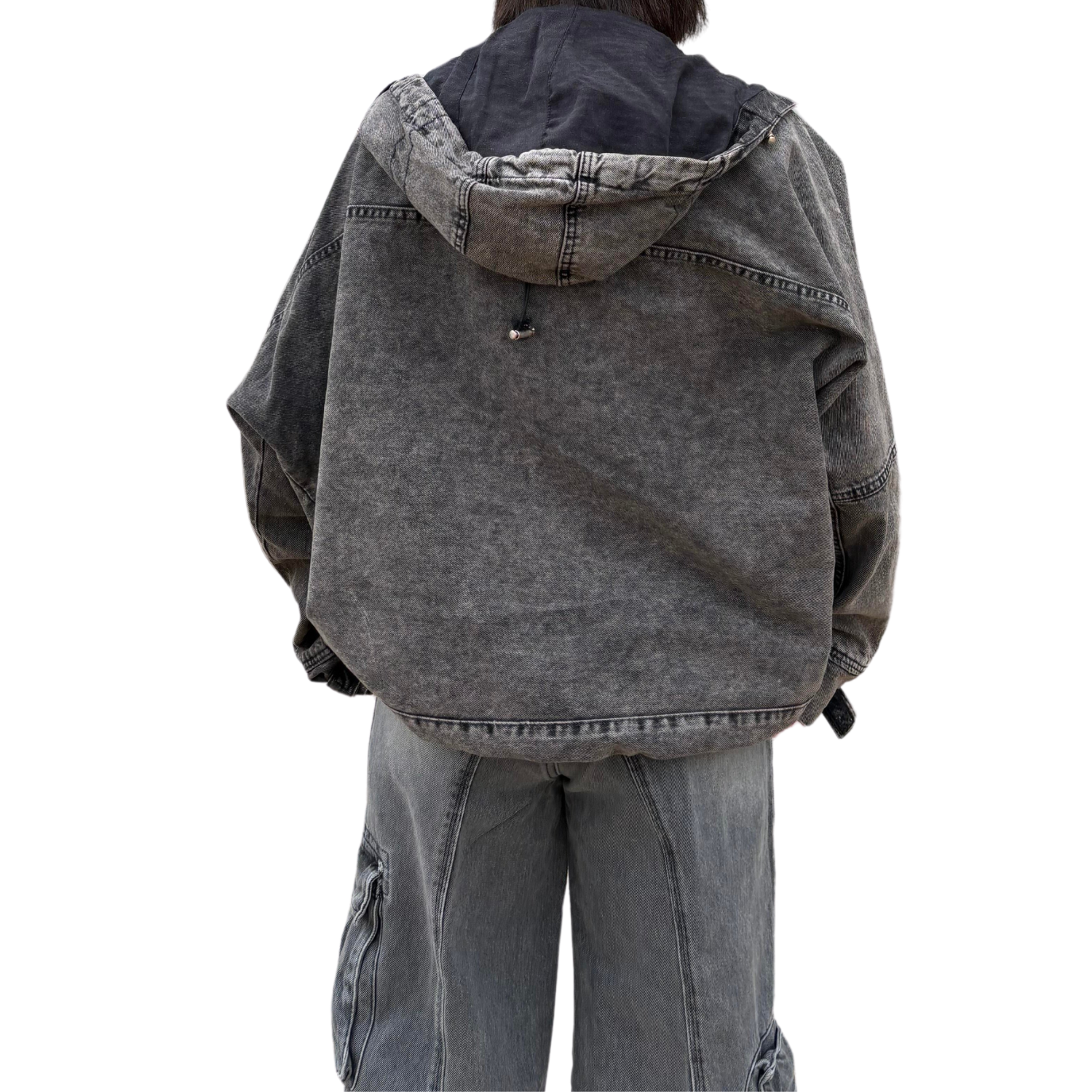 SENSE Customized vintage patchwork old men's denim hooded jacket
