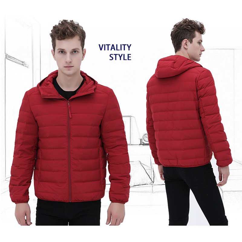 Seamless 90% Duck Down Hooded Custom Long Sleeve Coat Men's Winter Puffer Down Jacket For Men