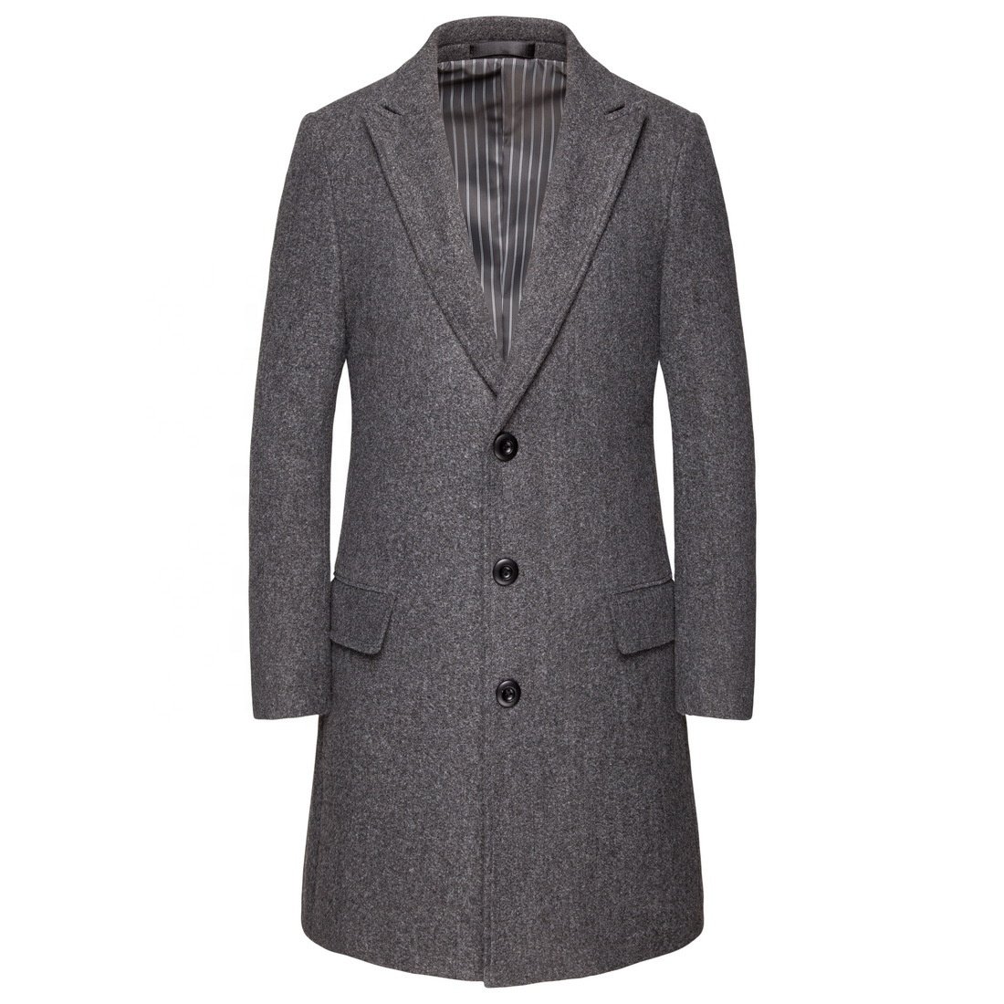 Men's Luxury Full Length Long Wool Overcoat Winter Windbreaker Men's Notched Lapel Single Breasted Long Pea Coat Trench Coat