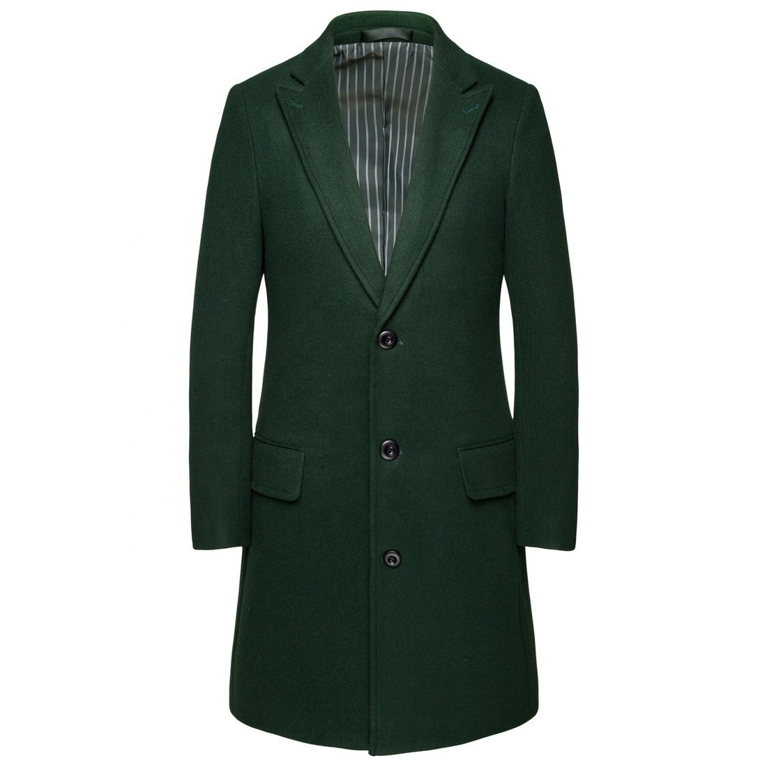Men's Luxury Full Length Long Wool Overcoat Winter Windbreaker Men's Notched Lapel Single Breasted Long Pea Coat Trench Coat