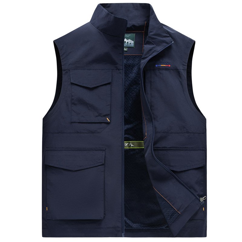 OEM Service Heavy Duty Men Quilted Lined Outdoor Big Pockets Casual Vest Jacket For Men