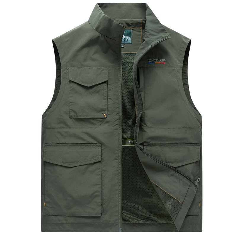 OEM Service Heavy Duty Men Quilted Lined Outdoor Big Pockets Casual Vest Jacket For Men