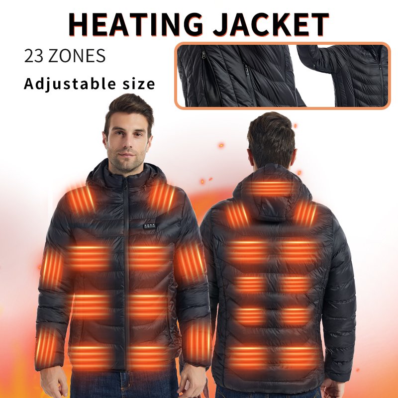 New 23-zone intelligent temperature control usb electrical heating winter Long Sleeve Men's Heated cotton Jacket