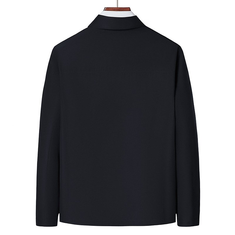 Outer Wear Solid Color Jacket Men'S Casual Business Lapel Jacket Middle-Aged Men'S Jacket Men'S Short Anti-Wrinkle