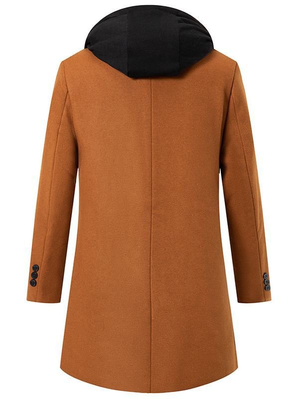 Autumn And Winter Men's Hooded tweed coat men's fashion cross-border wool tweed coat jacket medium-length tweed coat