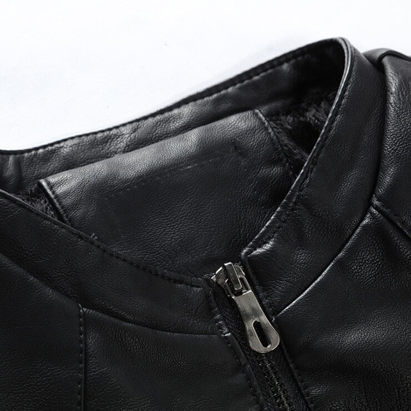 Sidiou Group OEM Cheap Price Slim Motorcycle Jacket Simple Stand-up Collar Men's Jacket Fashion PU Thicken Leather Jacket