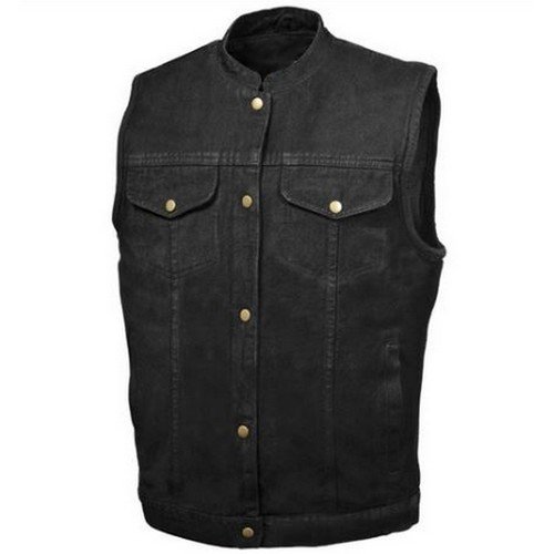 Direct Factory Motorcycle Custom Black Denim Vest for Men/Motorcycle Custom Black Denim Vests