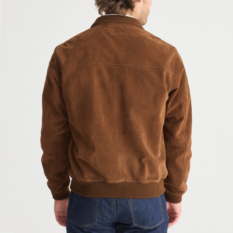 Men's Classic Stand Collar Stripe Lining Leisure Zip Up Jacket Custom Ropa Vintage Premium Flight Harrington G9 Suede Jacket Men