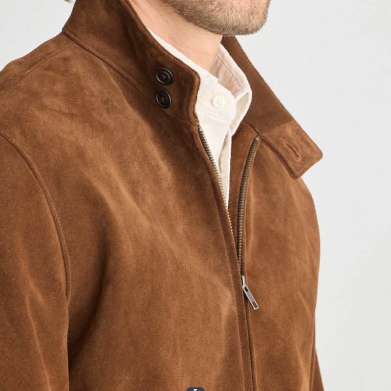 Men's Classic Stand Collar Stripe Lining Leisure Zip Up Jacket Custom Ropa Vintage Premium Flight Harrington G9 Suede Jacket Men