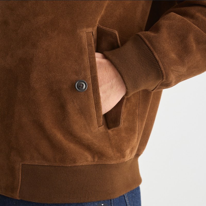 Men's Classic Stand Collar Stripe Lining Leisure Zip Up Jacket Custom Ropa Vintage Premium Flight Harrington G9 Suede Jacket Men