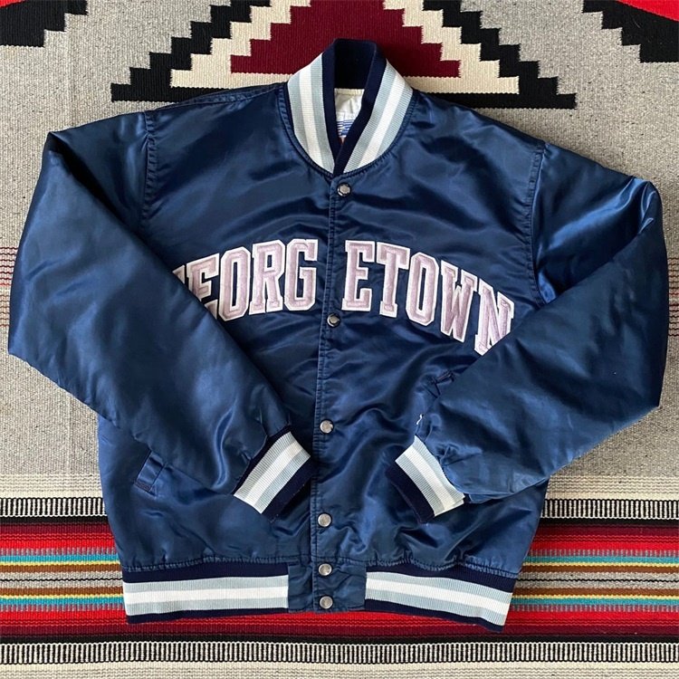 OEM custom winter color 80s retro fashion satin starter ribbed elastic cuff varsity jacket for men