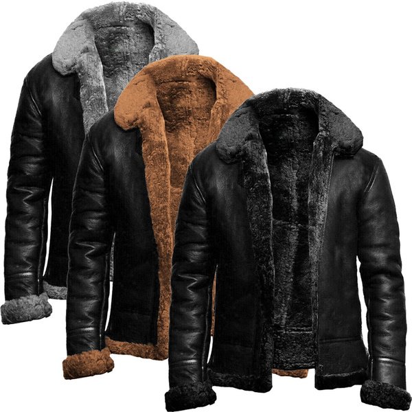 Wholesale Men's Wool / leather jacket Stand-up Collar Zipper Casual Jacket Non-iron Plus Size Men's Jacket