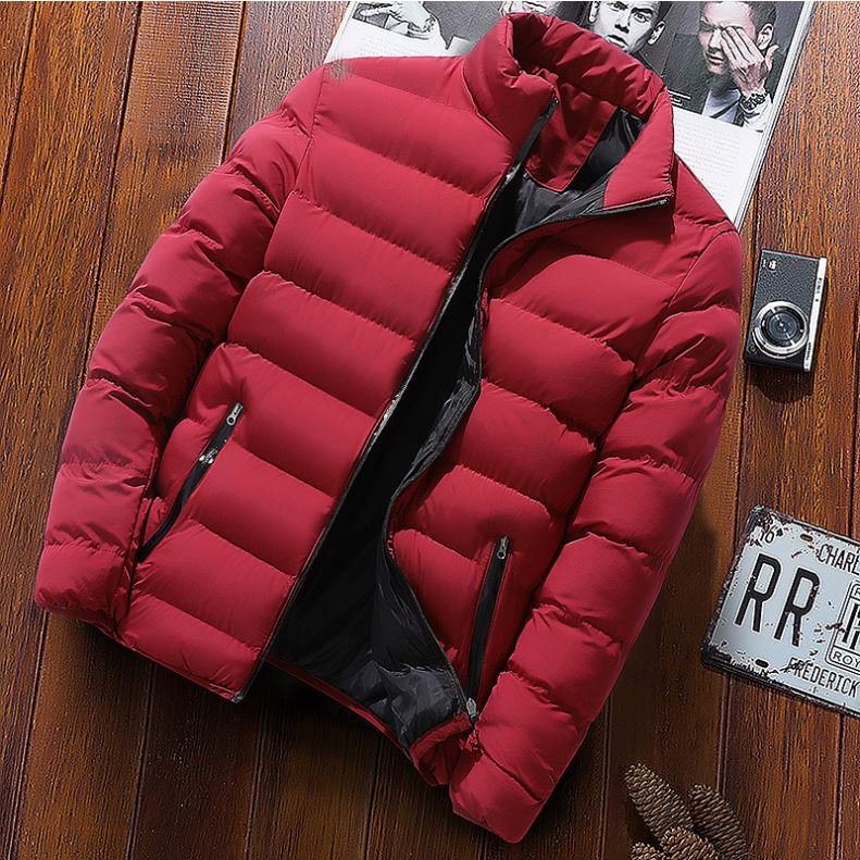 T1903 Men's Winter Jacket Solid Warm Coats Winter sports padded jacket men stand collar outdoor cotton-padded jacket