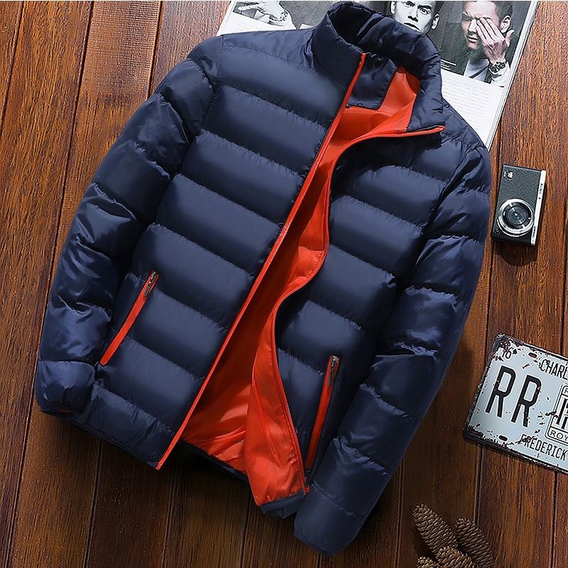 T1903 Men's Winter Jacket Solid Warm Coats Winter sports padded jacket men stand collar outdoor cotton-padded jacket