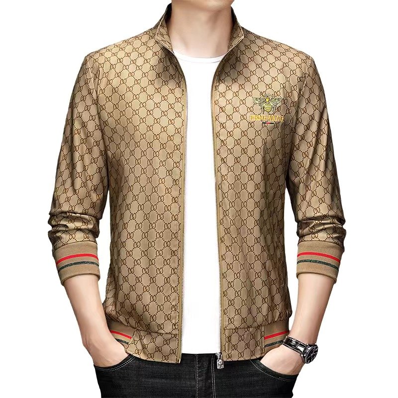 Men's Coat Trendy Brand Baseball Top Embroidered Little Bee Zipper Closure Material Standing Collar Korean Version jacket custom