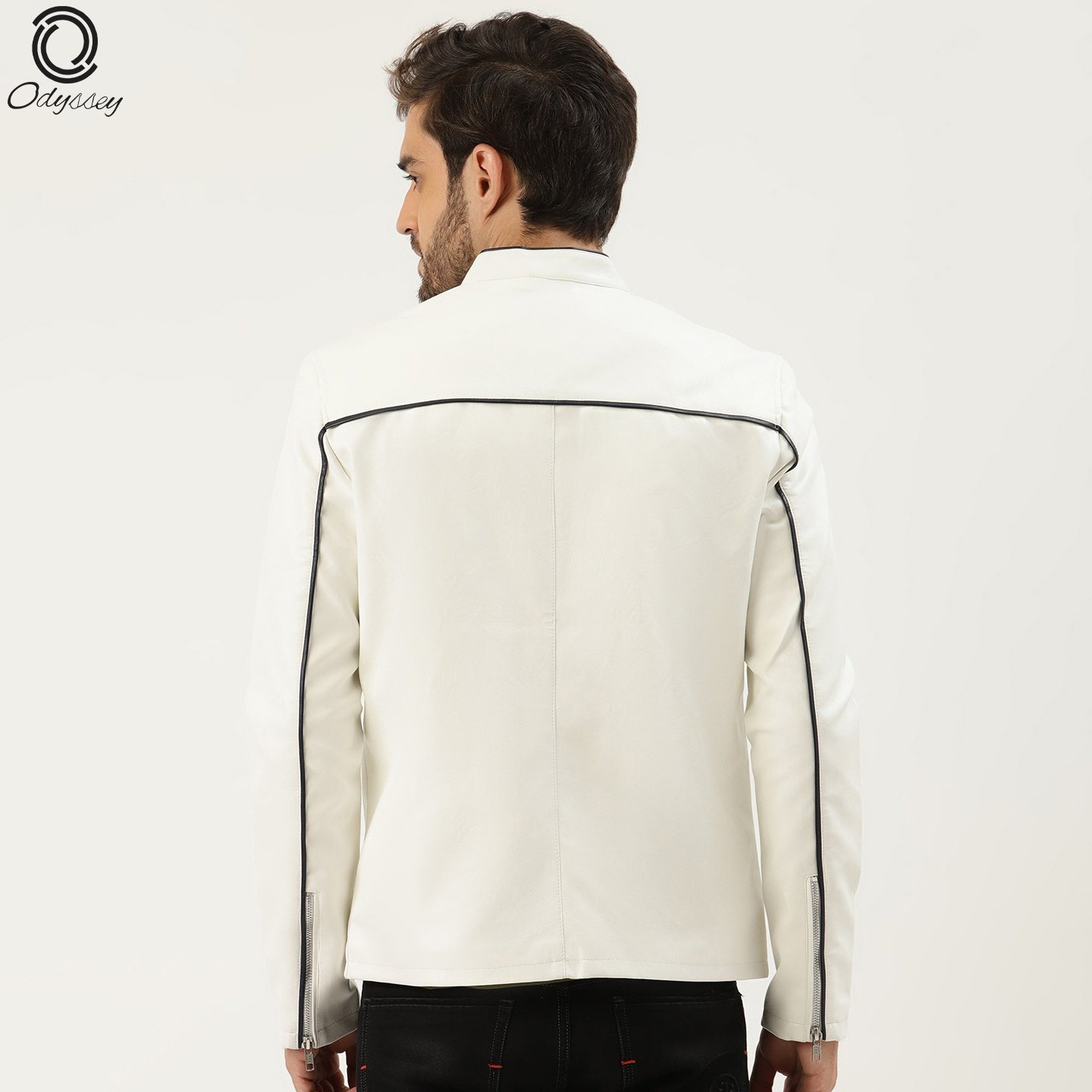 Men's Jacket Stand Collar Real Leather Casual Jackets Fashion Male White Long Sleeve Leather mens leather jackets