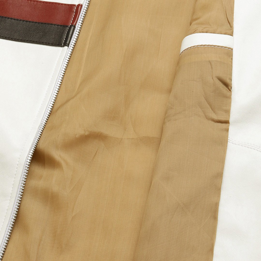 Men's Jacket Stand Collar Real Leather Casual Jackets Fashion Male White Long Sleeve Leather mens leather jackets