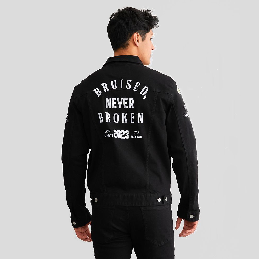 New Arrival AeeDenim custom Designers Men's Jackets repair stitch embroidered patch Cotton Denim Stretch Jacket For Men