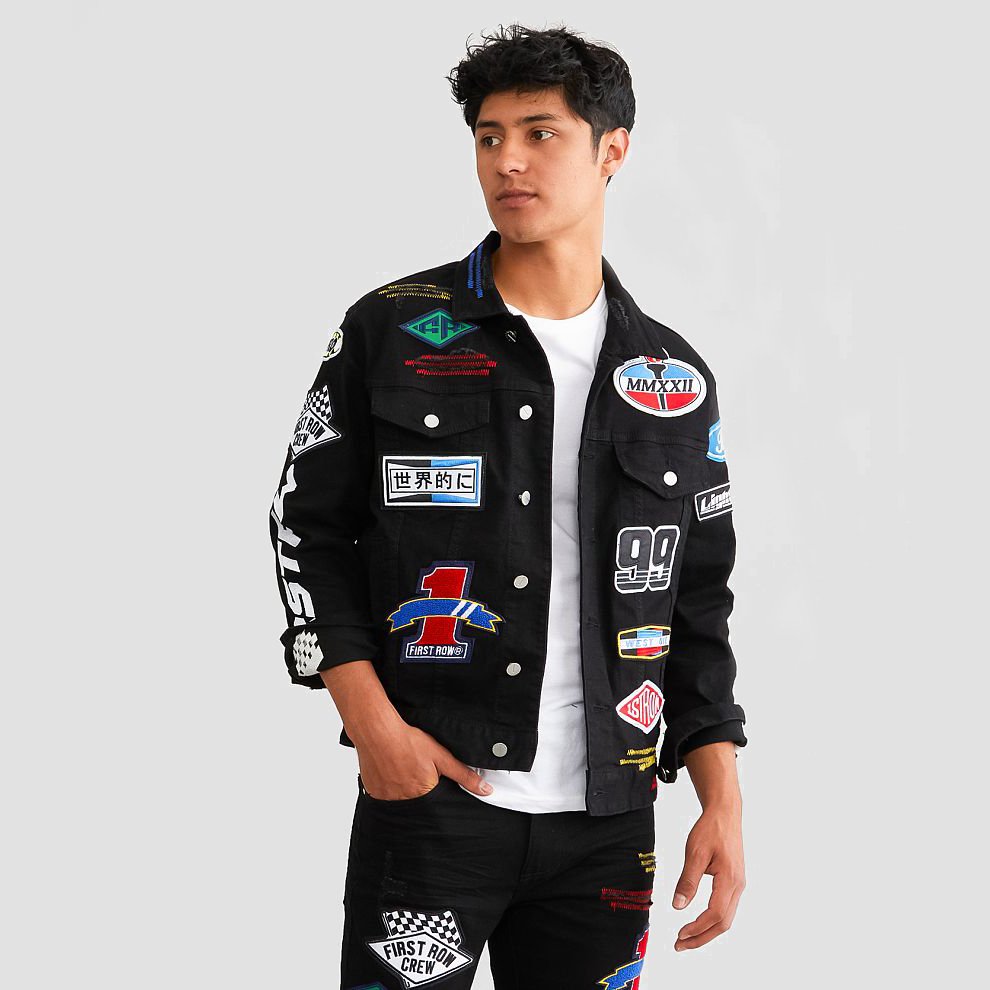 New Arrival AeeDenim custom Designers Men's Jackets repair stitch embroidered patch Cotton Denim Stretch Jacket For Men