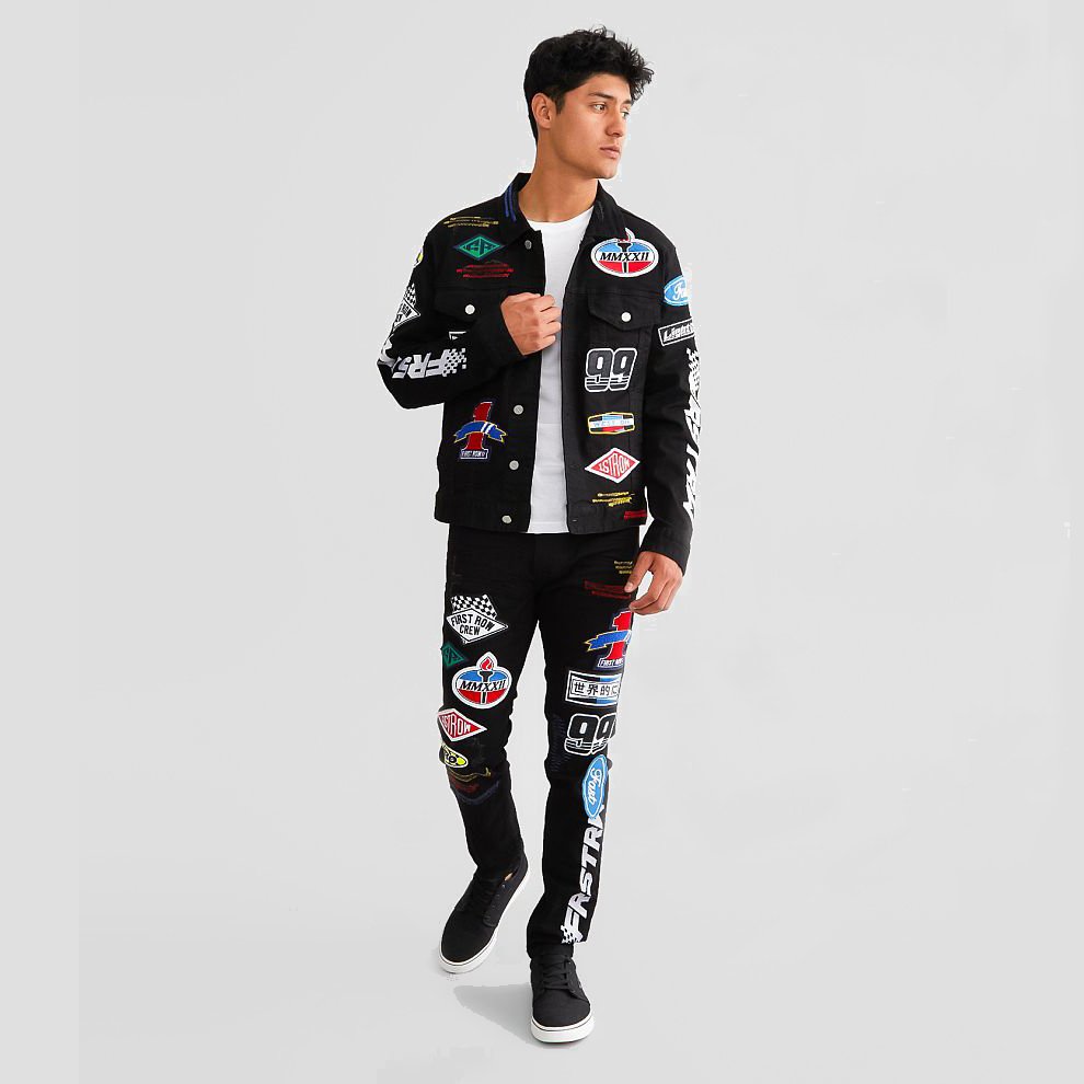 New Arrival AeeDenim custom Designers Men's Jackets repair stitch embroidered patch Cotton Denim Stretch Jacket For Men