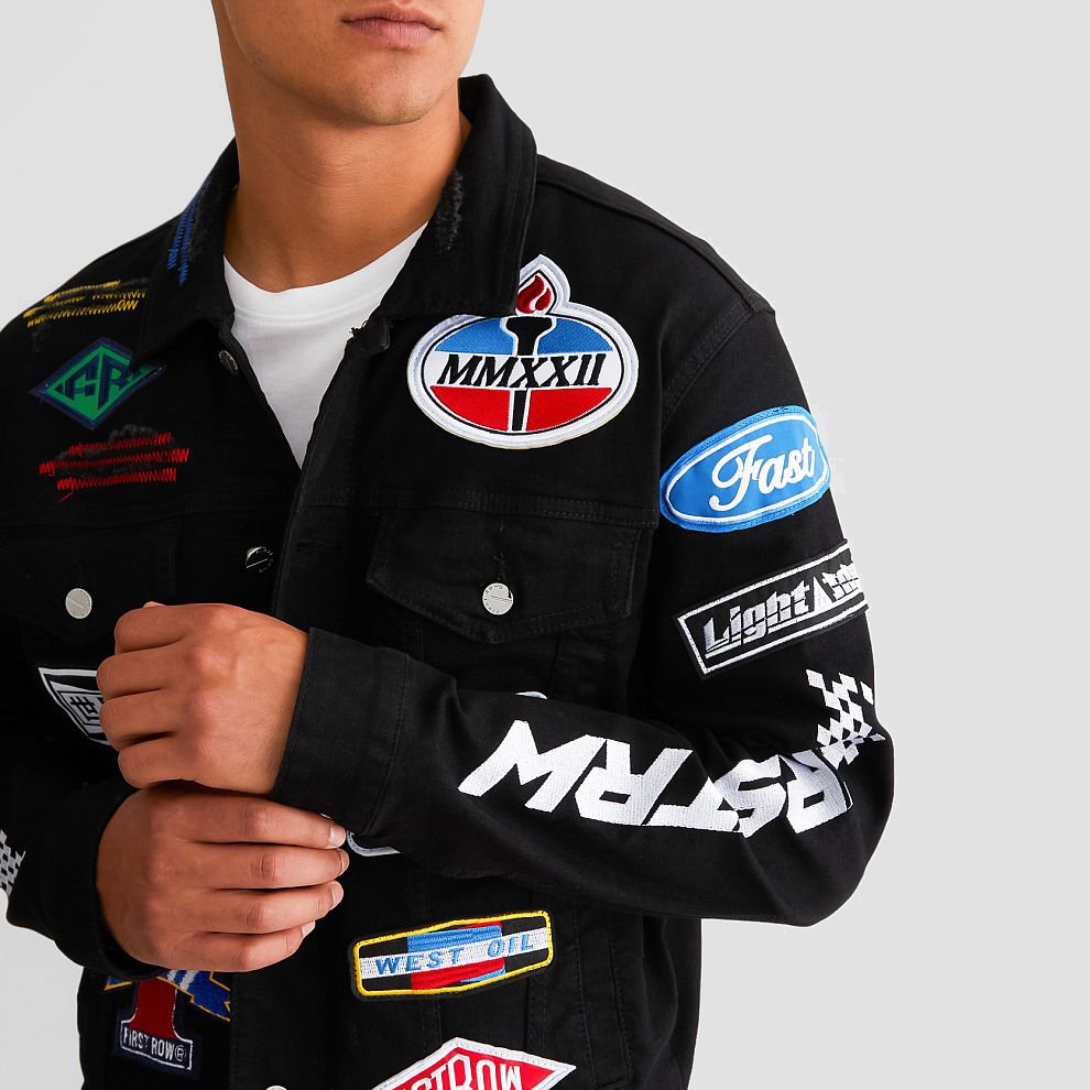 New Arrival AeeDenim custom Designers Men's Jackets repair stitch embroidered patch Cotton Denim Stretch Jacket For Men
