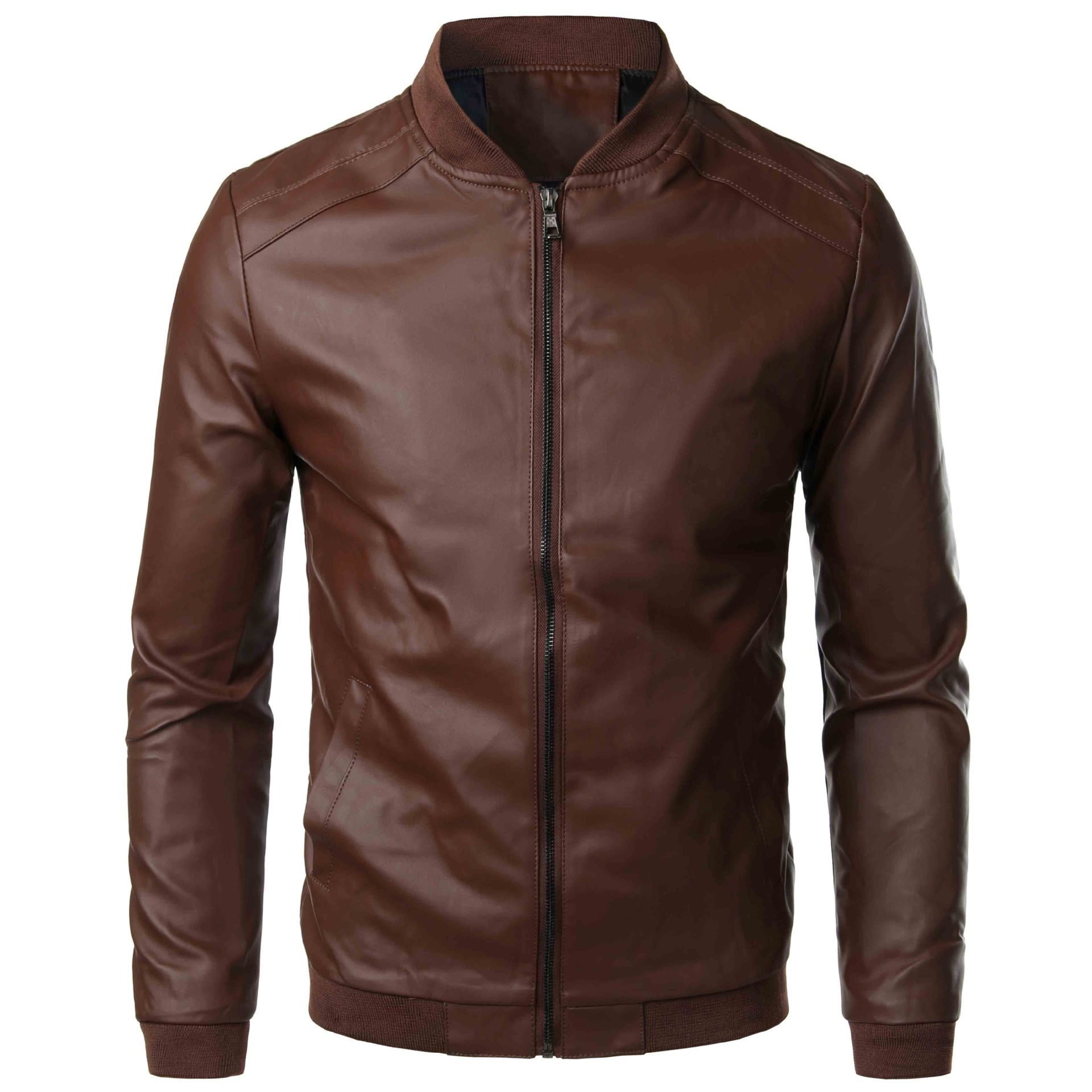 Classic Design Stylish Autumn Luxury Waterproof Bomber Jackets Slim Fit Male Leather Jacket