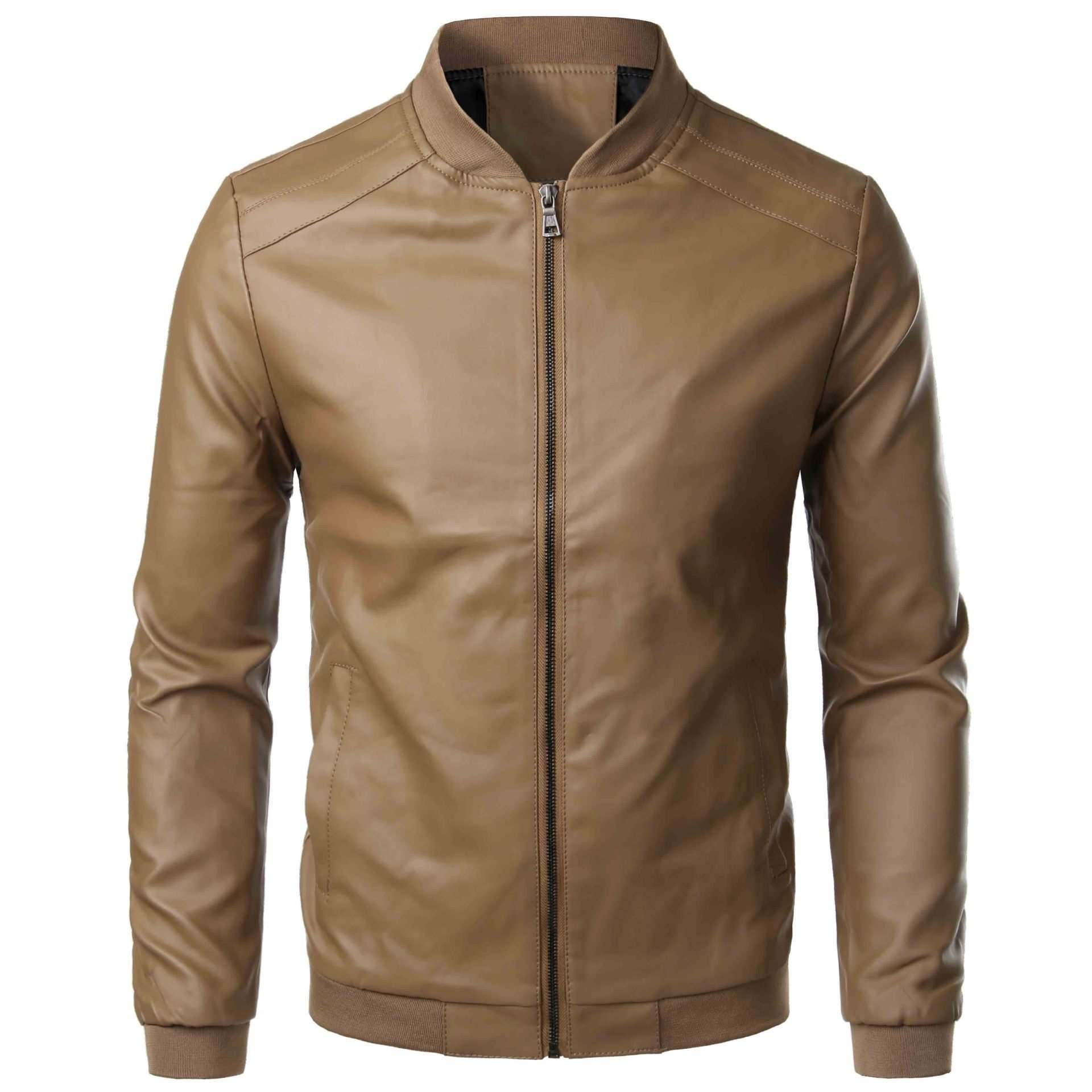 Classic Design Stylish Autumn Luxury Waterproof Bomber Jackets Slim Fit Male Leather Jacket