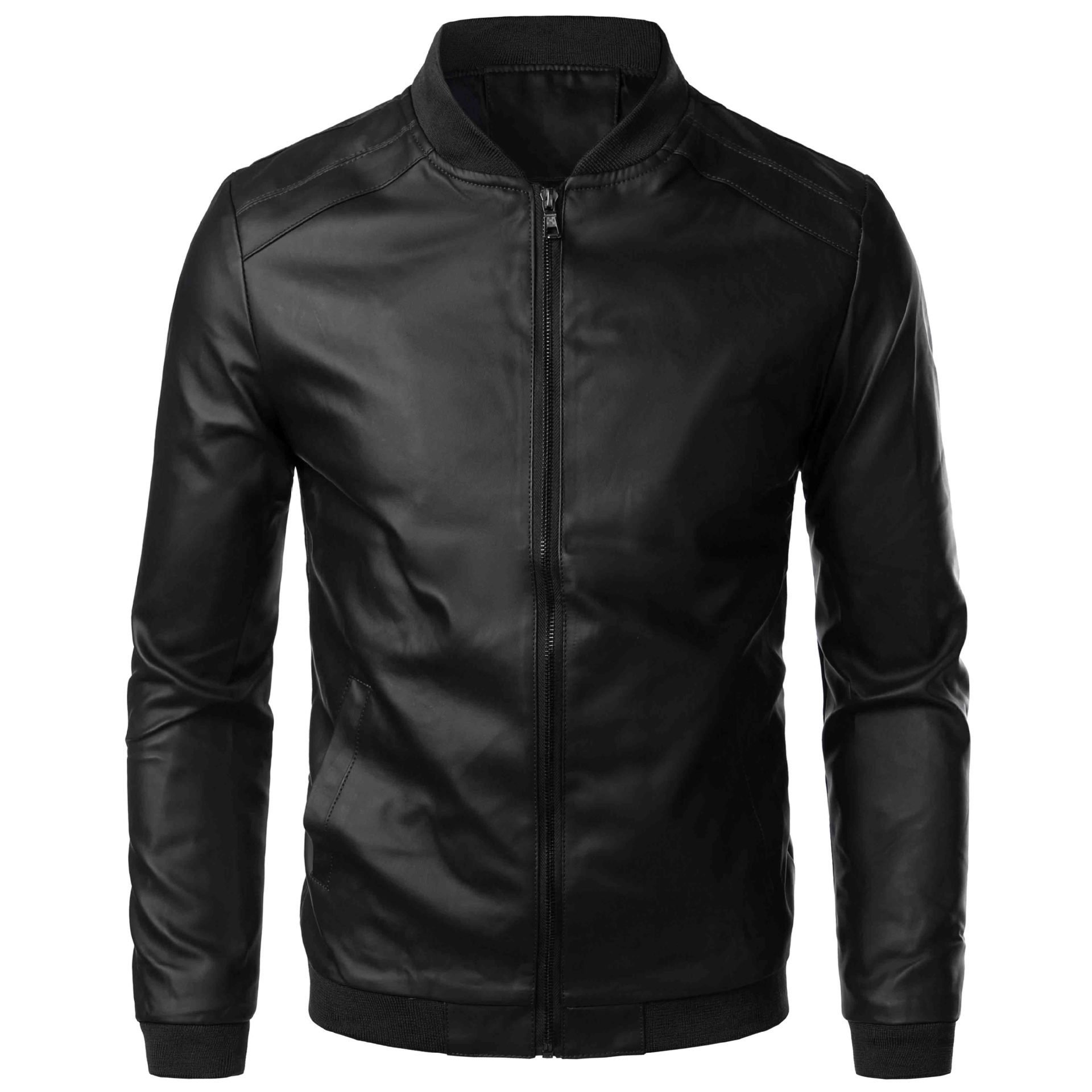 Classic Design Stylish Autumn Luxury Waterproof Bomber Jackets Slim Fit Male Leather Jacket