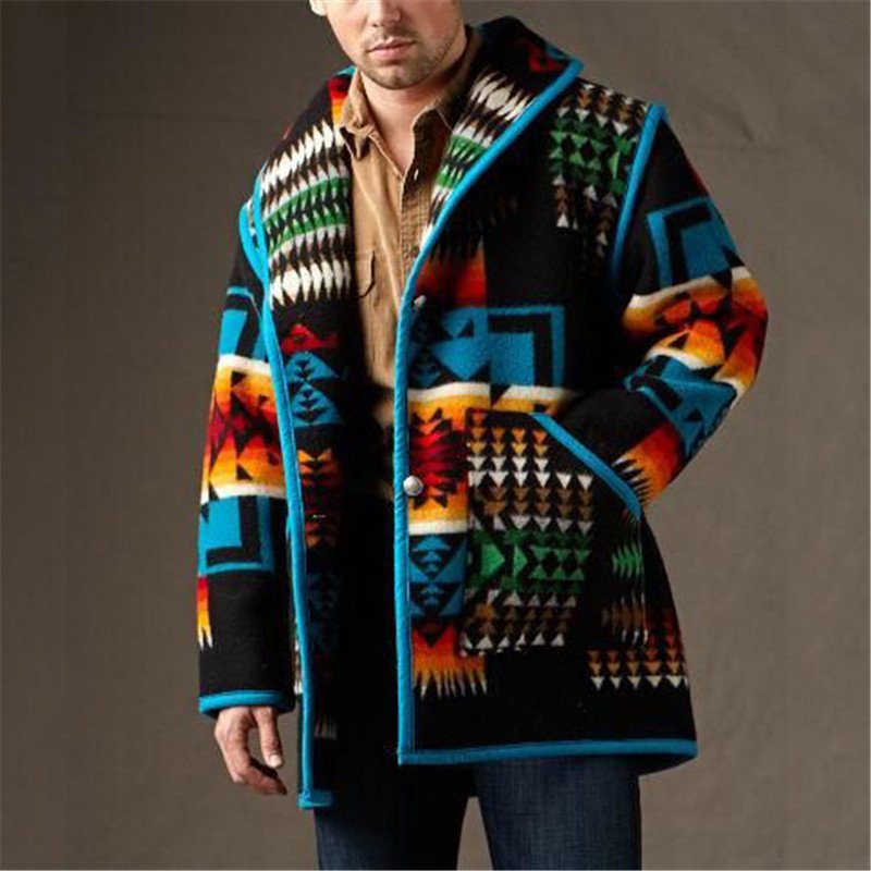 men's coats Printed fashion collar woolen jacket fashion man coat large size men jackets