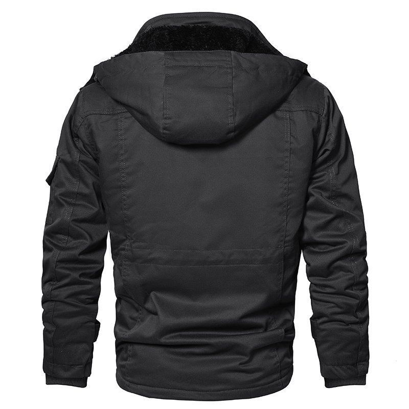CARANFIER Men Jacket Cotton Wool Warm Hoodie Windbreaker Stand Collar Motorcycle Winter Outwear Clothing FREE LOGO OEM