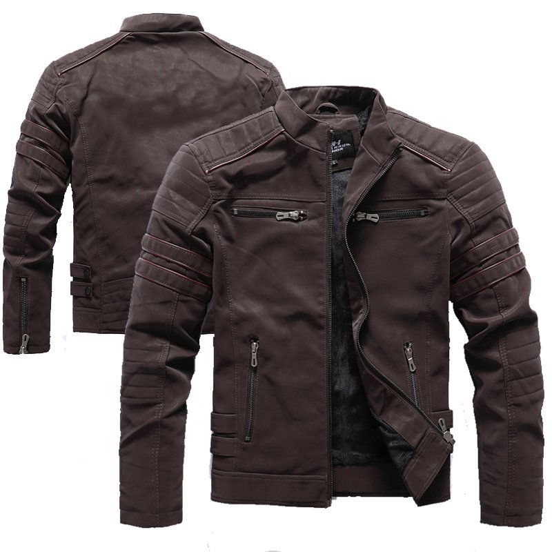 High Quality Plus Size Men's Jacket With Fur Lining Plus Thick Wash Outdoor Jackets For Men Leather Jacket Motorcycle
