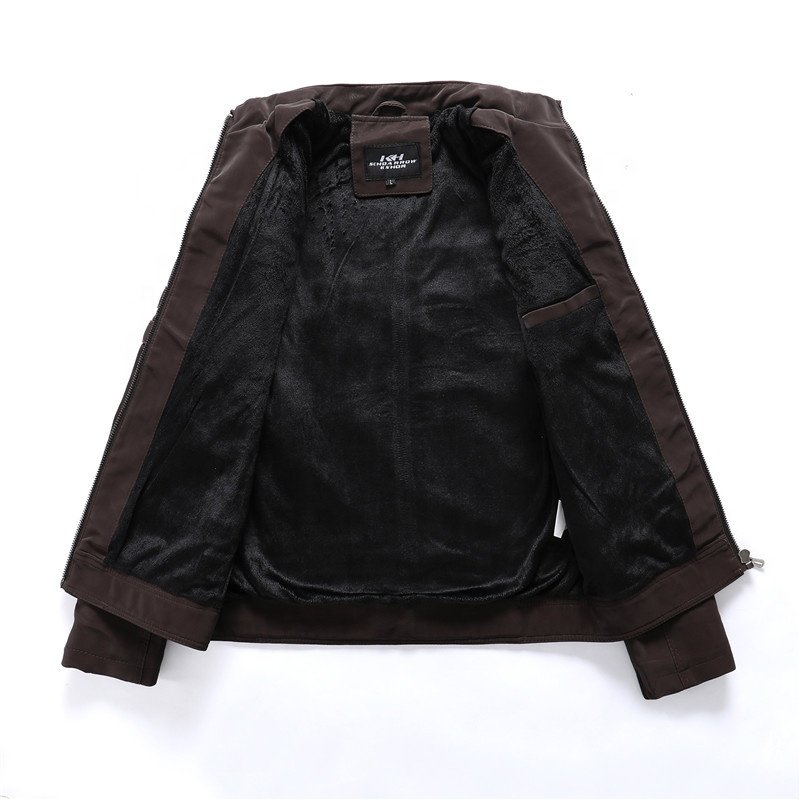High Quality Plus Size Men's Jacket With Fur Lining Plus Thick Wash Outdoor Jackets For Men Leather Jacket Motorcycle