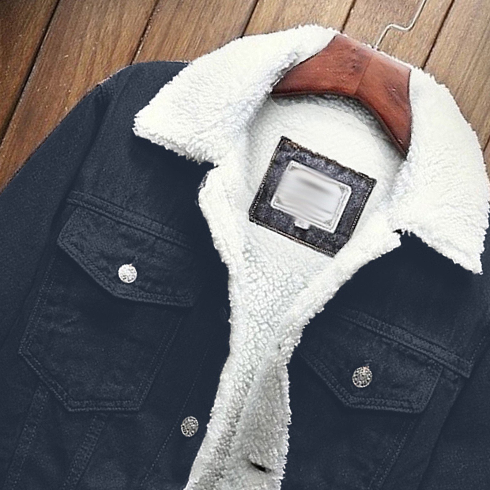 Men's Casual Denim Jacket with Fox Fur Unisex Velvet Stand Collar Clearance Outwear Customizable and Wholesale