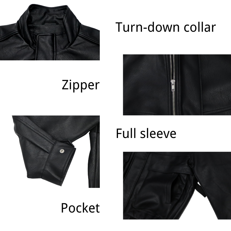 2022 Fashion Men's Leather Jackets Solid Color Simple Casual Male Black Bomber Leather Jacket for Autumn Leather Fabric Woven