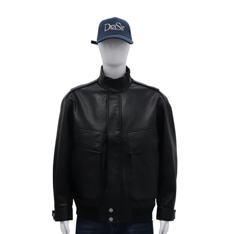 2022 Fashion Men's Leather Jackets Solid Color Simple Casual Male Black Bomber Leather Jacket for Autumn Leather Fabric Woven