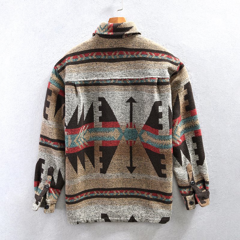 2024 High Quality Spring Fall Winter Vintage Aztec Male Coats Woolen Jacket For Men Wholesale