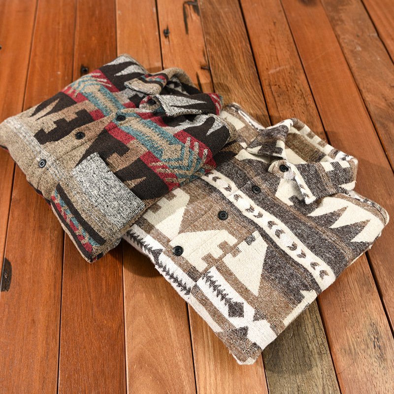 2024 High Quality Spring Fall Winter Vintage Aztec Male Coats Woolen Jacket For Men Wholesale
