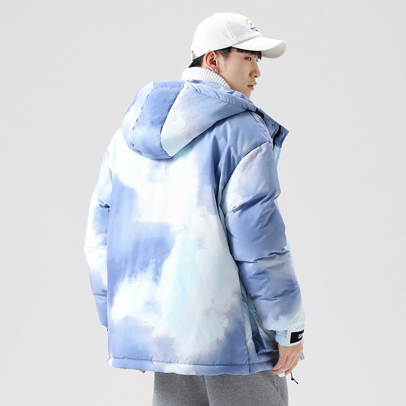 wholesale winter hooded die tye men coat plus size men's jackets men bubble jackets