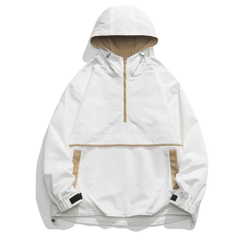 Hip-Hop Lightweight Hooded Men'S Jackets Wholesale Custom Logo Outdoor Retro Streetwear Loose Casual Jackets For Men