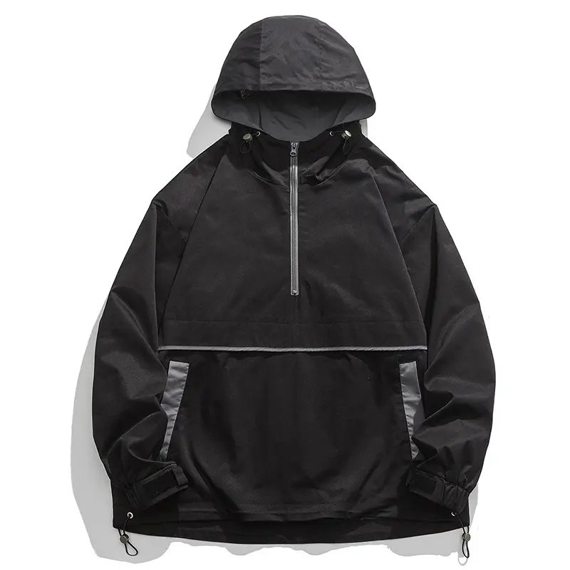 Hip-Hop Lightweight Hooded Men'S Jackets Wholesale Custom Logo Outdoor Retro Streetwear Loose Casual Jackets For Men