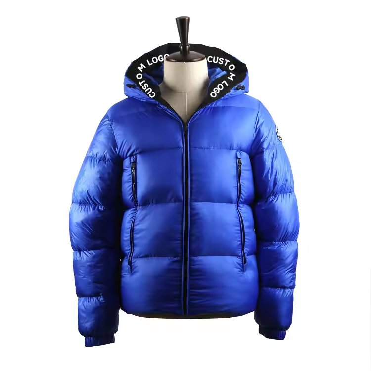 Winter Down Coat Hoodie Puffer Men Clothing Jacket Streetwear Printing Webbing Thickening Bubble Down Coats Men's Jackets