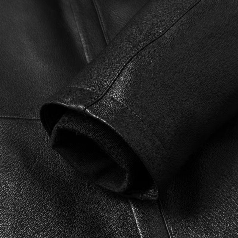 Goat leather jacket men's real leather and fur integrated with plush and thickened mink inner liner middle-aged fur coat