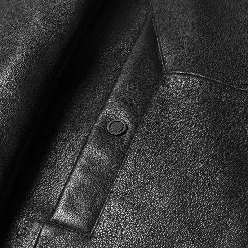 Goat leather jacket men's real leather and fur integrated with plush and thickened mink inner liner middle-aged fur coat